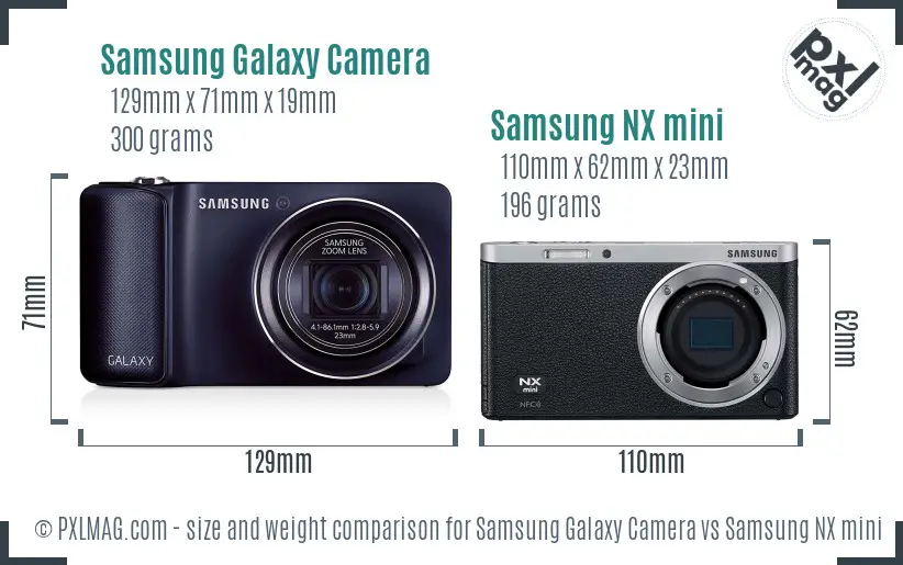 Samsung Galaxy Camera vs Samsung NX mini size comparison