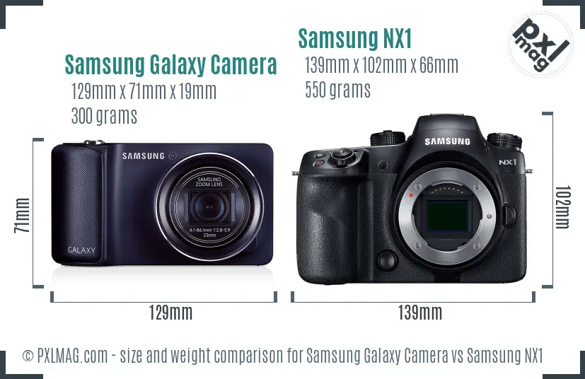 Samsung Galaxy Camera vs Samsung NX1 size comparison