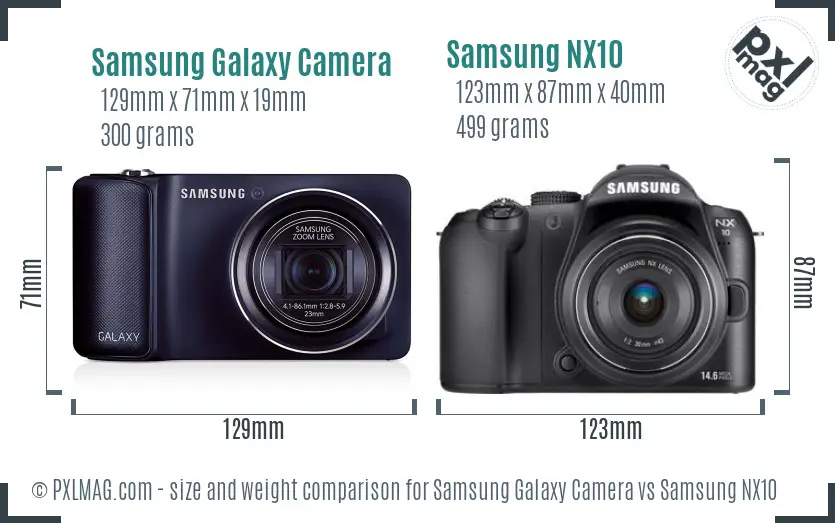 Samsung Galaxy Camera vs Samsung NX10 size comparison