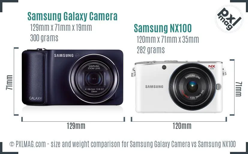 Samsung Galaxy Camera vs Samsung NX100 size comparison