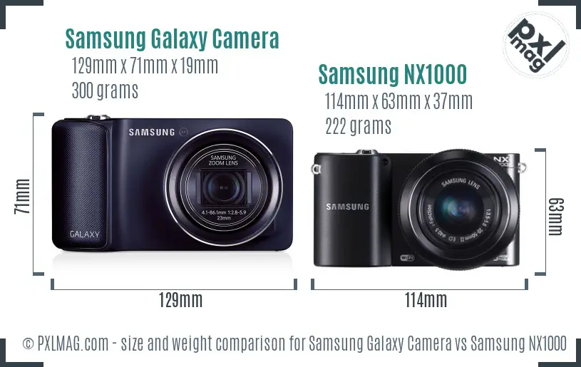 Samsung Galaxy Camera vs Samsung NX1000 size comparison