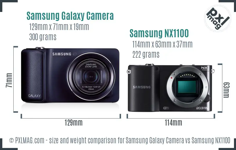 Samsung Galaxy Camera vs Samsung NX1100 size comparison