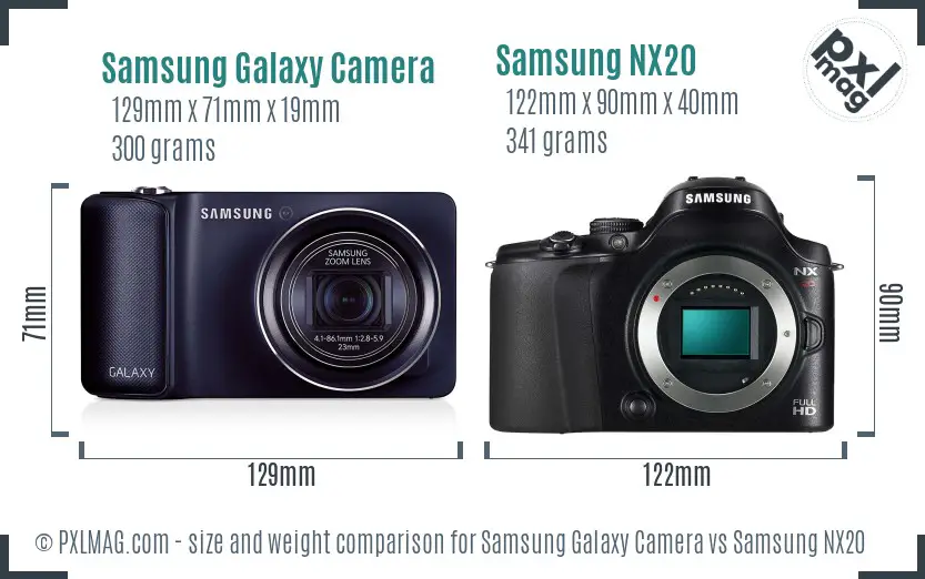 Samsung Galaxy Camera vs Samsung NX20 size comparison