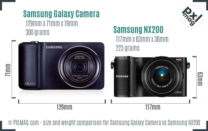 Samsung Galaxy Camera vs Samsung NX200 size comparison