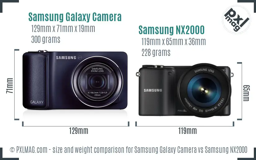 Samsung Galaxy Camera vs Samsung NX2000 size comparison