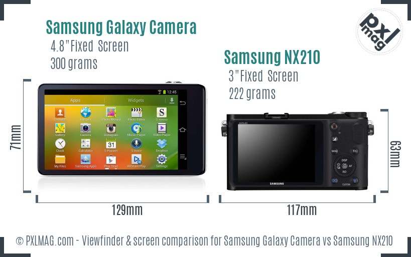 Samsung Galaxy Camera vs Samsung NX210 Screen and Viewfinder comparison