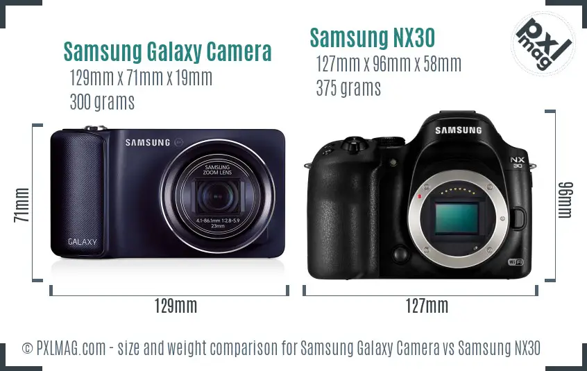Samsung Galaxy Camera vs Samsung NX30 size comparison