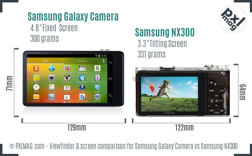 Samsung Galaxy Camera vs Samsung NX300 Screen and Viewfinder comparison