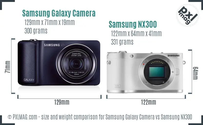 Samsung Galaxy Camera vs Samsung NX300 size comparison