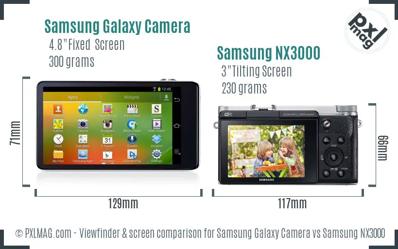 Samsung Galaxy Camera vs Samsung NX3000 Screen and Viewfinder comparison