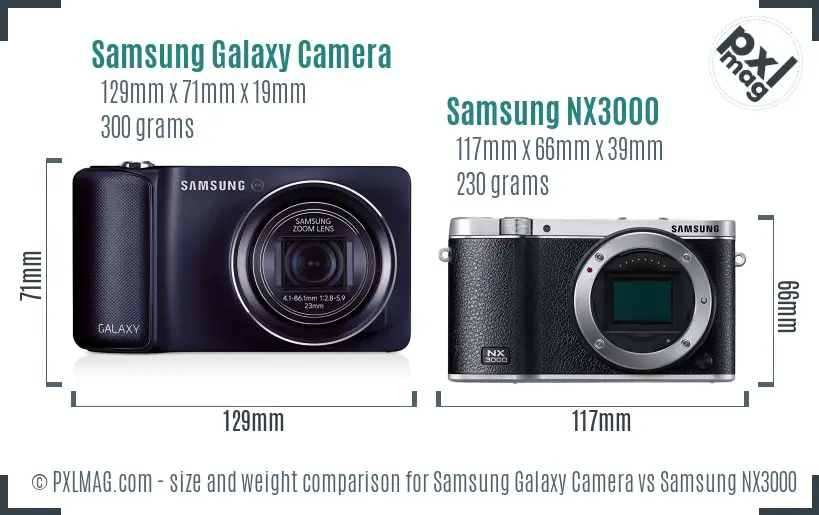 Samsung Galaxy Camera vs Samsung NX3000 size comparison