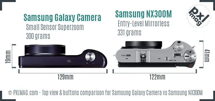 Samsung Galaxy Camera vs Samsung NX300M top view buttons comparison