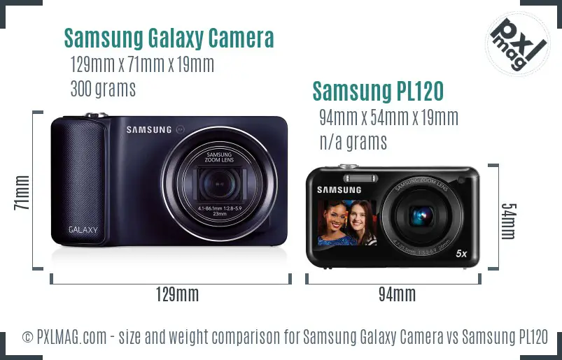 Samsung Galaxy Camera vs Samsung PL120 size comparison