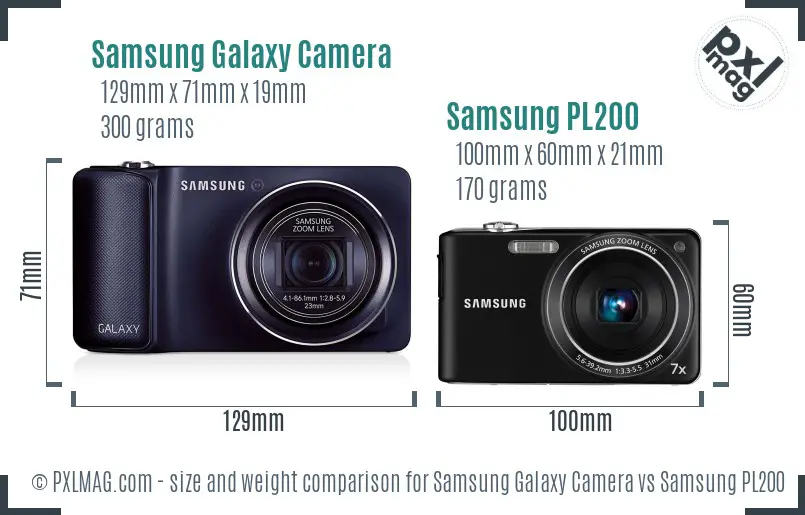 Samsung Galaxy Camera vs Samsung PL200 size comparison