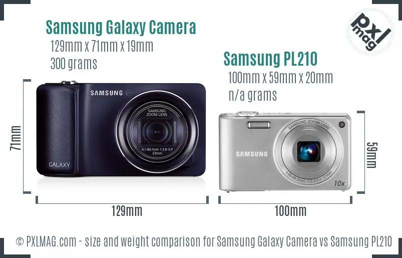 Samsung Galaxy Camera vs Samsung PL210 size comparison