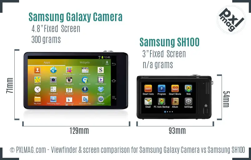 Samsung Galaxy Camera vs Samsung SH100 Screen and Viewfinder comparison Samsung Galaxy Camera vs Samsung SH100 Screen and Viewfinder comparison