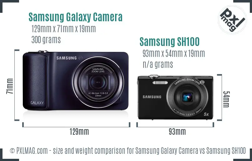 Samsung Galaxy Camera vs Samsung SH100 size comparison