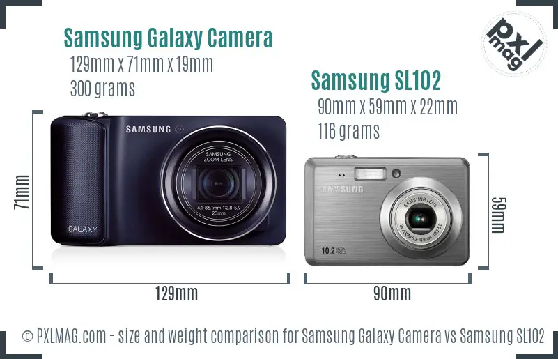 Samsung Galaxy Camera vs Samsung SL102 size comparison