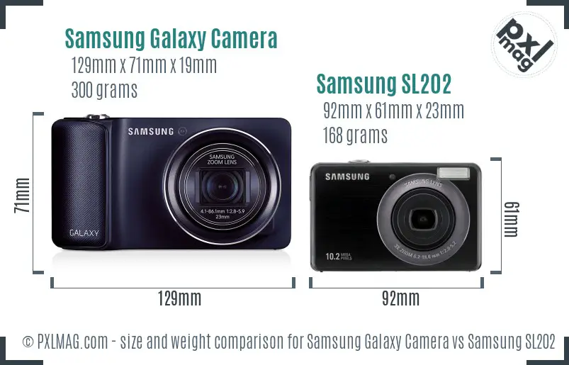 Samsung Galaxy Camera vs Samsung SL202 size comparison