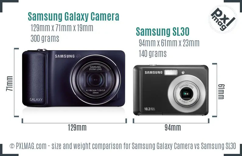 Samsung Galaxy Camera vs Samsung SL30 size comparison Samsung Galaxy Camera vs Samsung SL30 size comparison