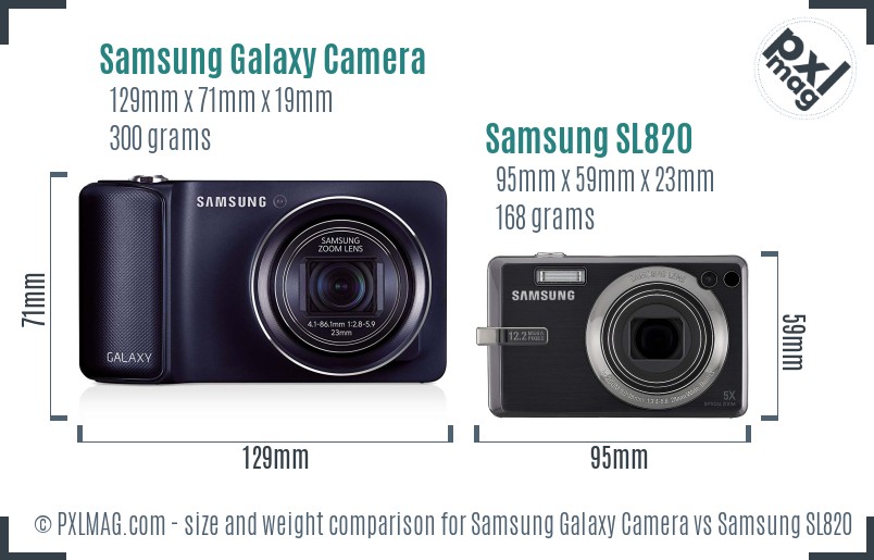 Samsung Galaxy Camera vs Samsung SL820 size comparison