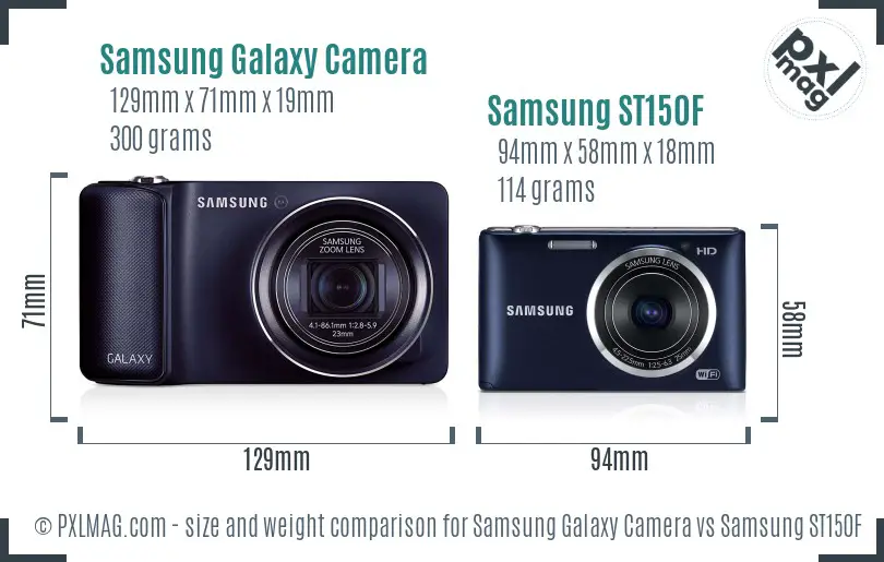 Samsung Galaxy Camera vs Samsung ST150F size comparison