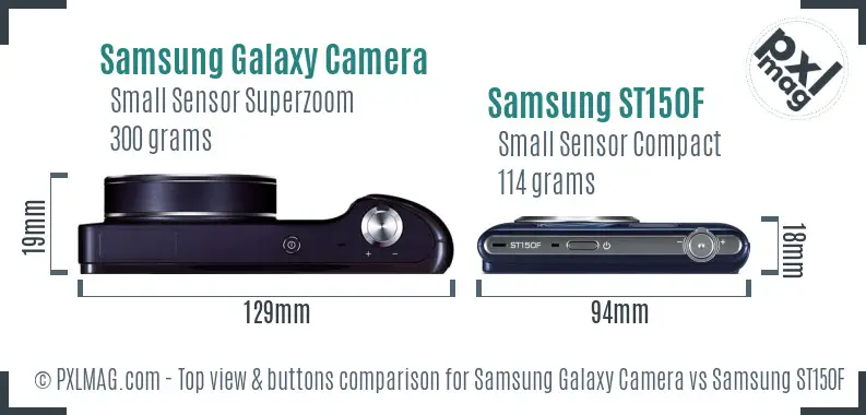 Samsung Galaxy Camera vs Samsung ST150F top view buttons comparison