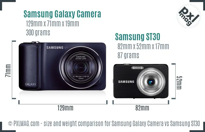 Samsung Galaxy Camera vs Samsung ST30 size comparison