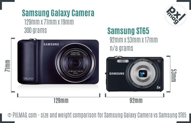 Samsung Galaxy Camera vs Samsung ST65 size comparison
