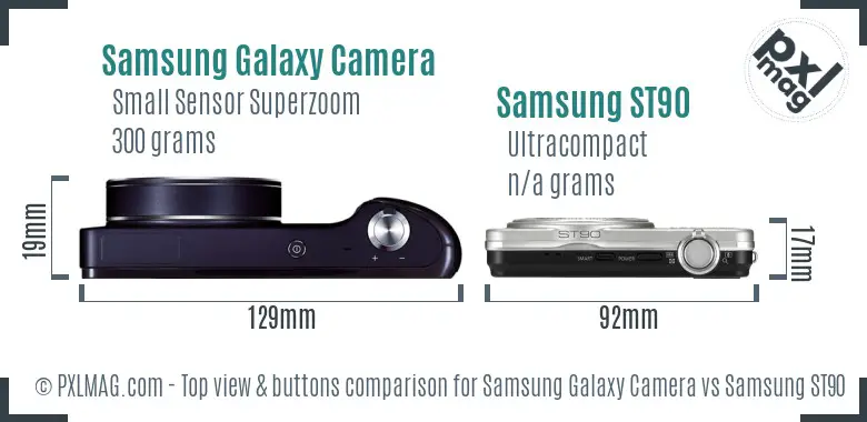 Samsung Galaxy Camera vs Samsung ST90 top view buttons comparison