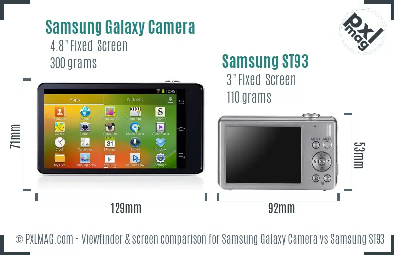 Samsung Galaxy Camera vs Samsung ST93 Screen and Viewfinder comparison