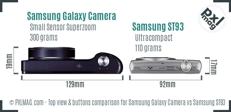 Samsung Galaxy Camera vs Samsung ST93 top view buttons comparison