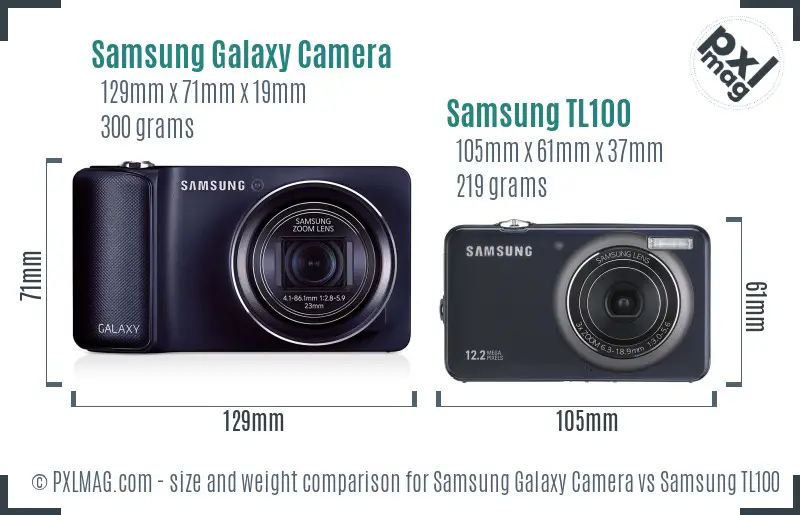 Samsung Galaxy Camera vs Samsung TL100 size comparison
