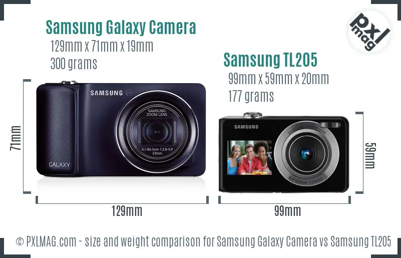 Samsung Galaxy Camera vs Samsung TL205 size comparison