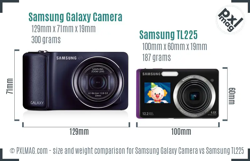 Samsung Galaxy Camera vs Samsung TL225 size comparison