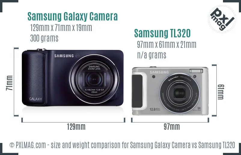 Samsung Galaxy Camera vs Samsung TL320 size comparison