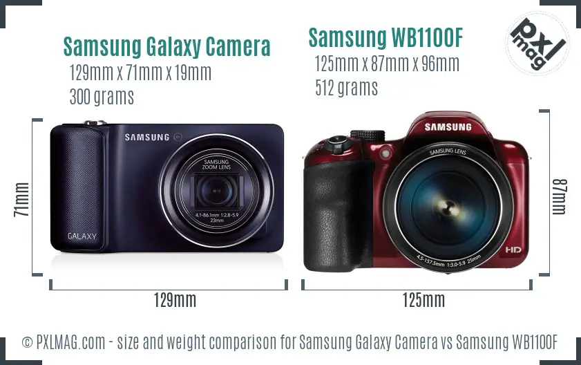 Samsung Galaxy Camera vs Samsung WB1100F size comparison