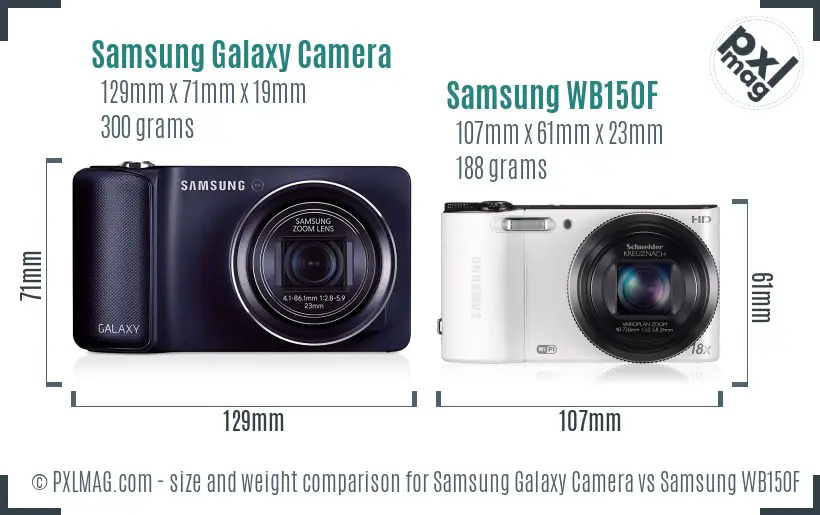 Samsung Galaxy Camera vs Samsung WB150F size comparison