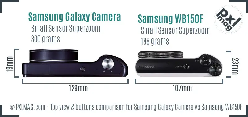 Samsung Galaxy Camera vs Samsung WB150F top view buttons comparison