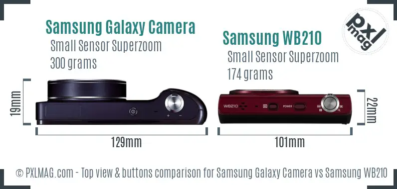 Samsung Galaxy Camera vs Samsung WB210 top view buttons comparison