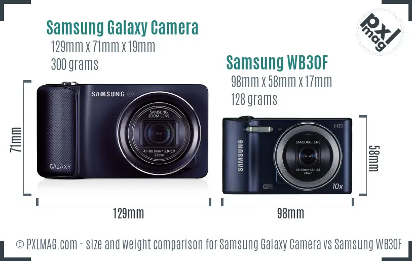 Samsung Galaxy Camera vs Samsung WB30F size comparison