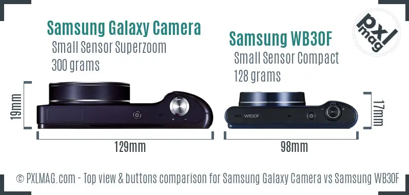 Samsung Galaxy Camera vs Samsung WB30F top view buttons comparison