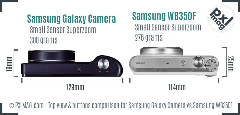 Samsung Galaxy Camera vs Samsung WB350F top view buttons comparison
