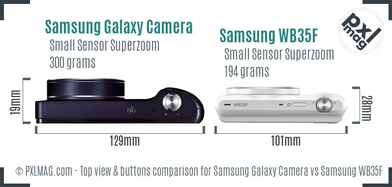 Samsung Galaxy Camera vs Samsung WB35F top view buttons comparison