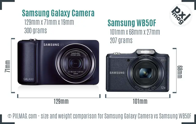 Samsung Galaxy Camera vs Samsung WB50F size comparison