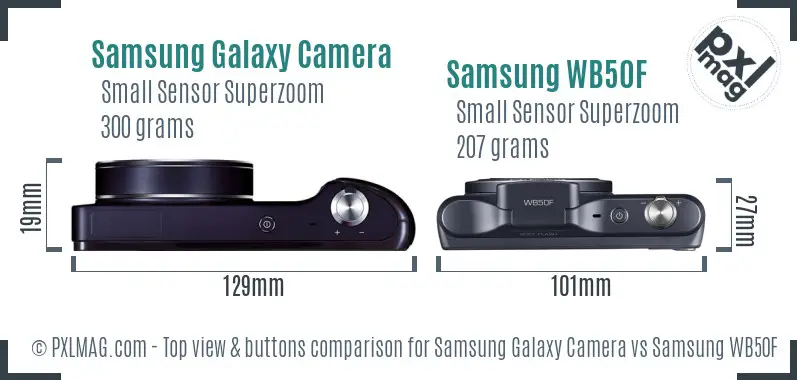 Samsung Galaxy Camera vs Samsung WB50F top view buttons comparison
