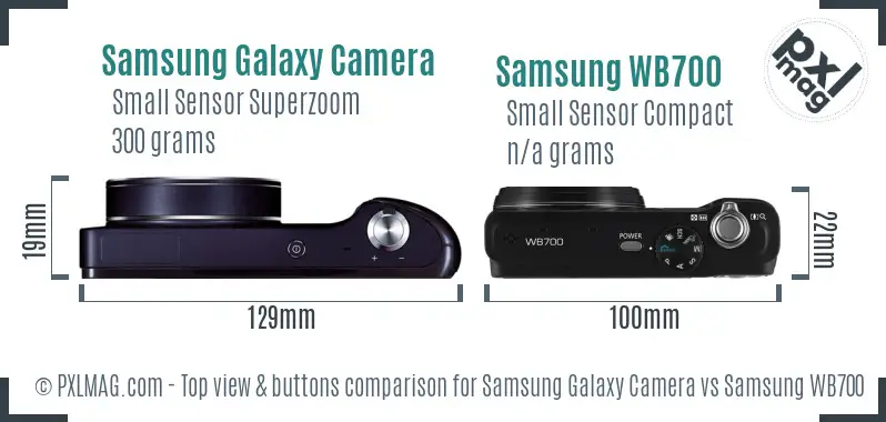 Samsung Galaxy Camera vs Samsung WB700 top view buttons comparison