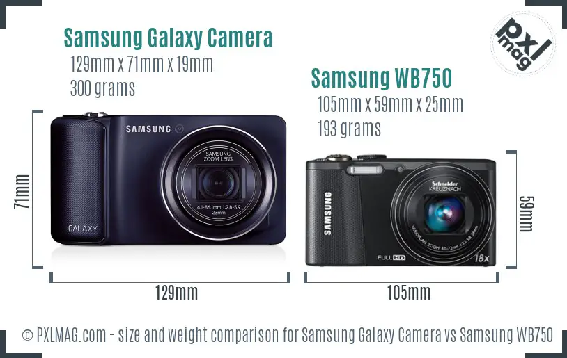 Samsung Galaxy Camera vs Samsung WB750 size comparison