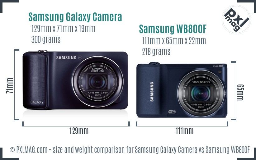 Samsung Galaxy Camera vs Samsung WB800F size comparison