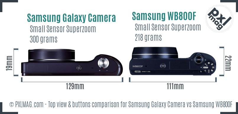 Samsung Galaxy Camera vs Samsung WB800F top view buttons comparison